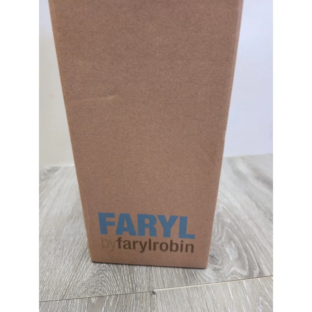 Faryl by Farylrobin Dahlia Black Leather Square Toe Raffia Block Heel Sandals 9M